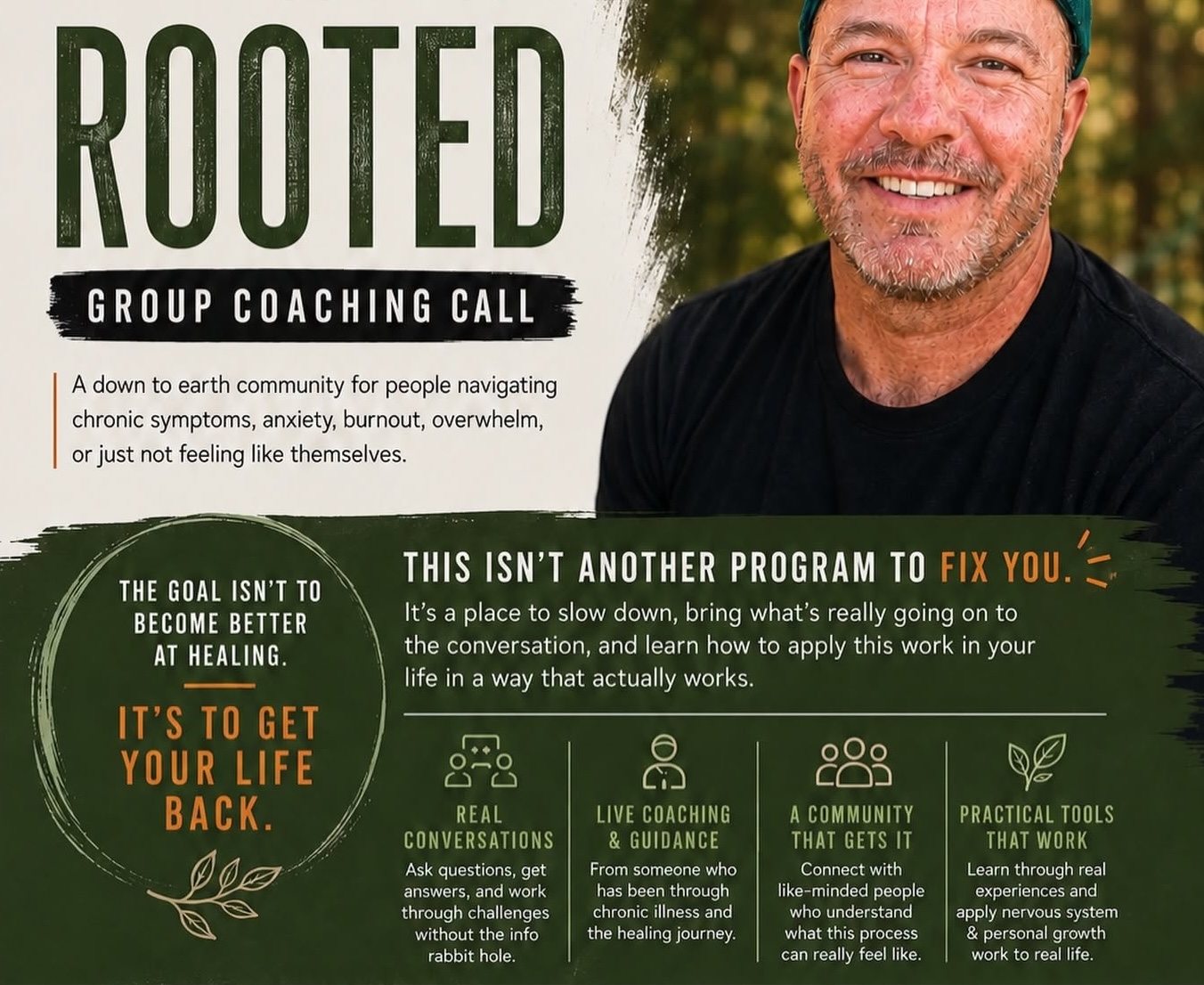 Mitch Webb plus details about Rooted Group Coaching